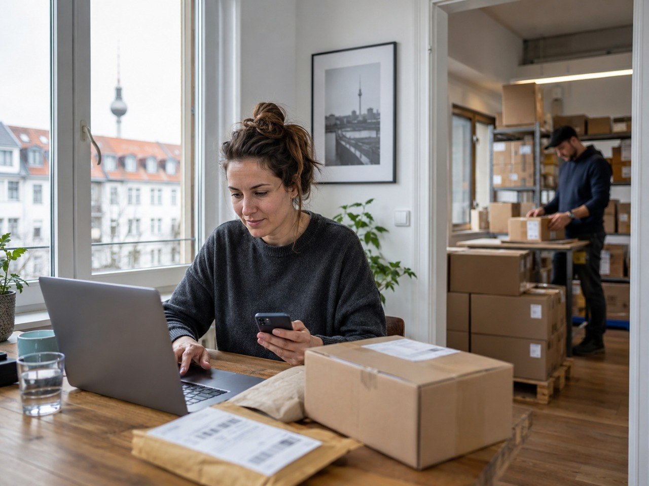 Symbolbild: Online-Bestellungen werden am Laptop bearbeitet